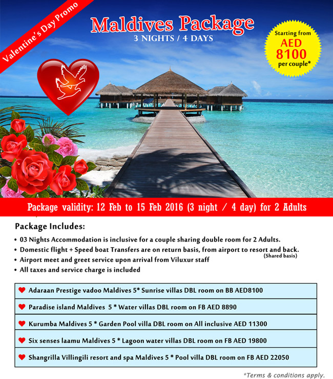 Valentine's Day PromoMaldives Package for 3 Nights/4 Days